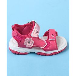 Cute Walk by Babyhug Sandals With Velcro Closure Floral Applique - Fuchsia