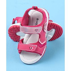 Cute Walk by Babyhug Sandals With Velcro Closure Floral Applique - Fuchsia