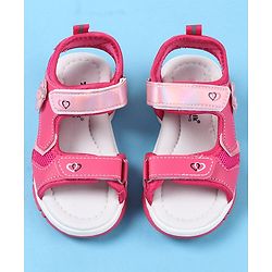 Cute Walk by Babyhug Sandals With Velcro Closure Floral Applique - Fuchsia