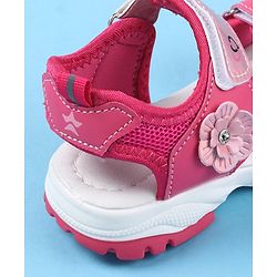 Cute Walk by Babyhug Sandals With Velcro Closure Floral Applique - Fuchsia
