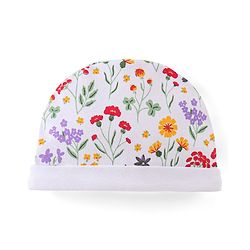 Babyhug 100% Cotton Knit Cap Mittens & Booties With Floral Print - White
