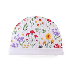 Babyhug 100% Cotton Knit Cap Mittens & Booties With Floral Print - White