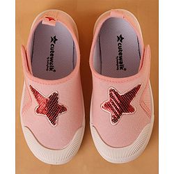 Cute Walk by Babyhug Canvas Shoes Star Design - Pink