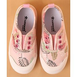 Cute Walk by Babyhug Slip On Style Casual Shoes Leaf Print - Pink - EU 25 Pink