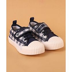 Cute Walk by Babyhug Checked Casual Shoes with Velcro Closure - Navy