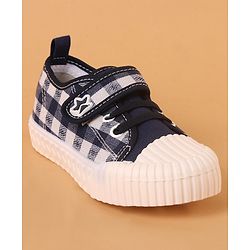 Cute Walk by Babyhug Checked Casual Shoes with Velcro Closure - Navy