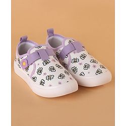 Cute Walk by Babyhug Velcro Closure Casual Shoes with Bees Print and Floral Applique - Purple