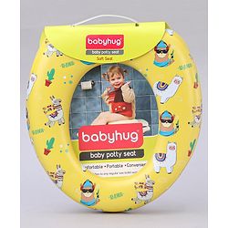 Babyhug Soft Potty Seat With Handle Mama Print - Yellow