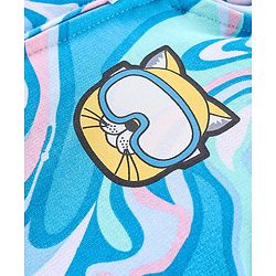 Babyhug Cotton Knit Full Sleeves Hooded Sweat Jacket with Front Zipper & Marble Print - Blue