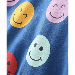 Babyhug 100% Cotton Knit Full Sleeves Sweatshirt With Smile Print - Navy Blue