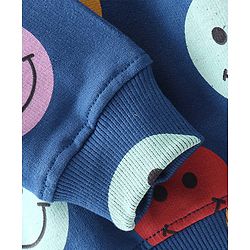 Babyhug 100% Cotton Knit Full Sleeves Sweatshirt With Smile Print - Navy Blue
