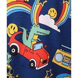 Babyhug Cotton Knit Full Sleeves Smiley & Car Printed Sweatshirt - Navy Blue