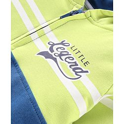 Babyhug Cotton Knit Full Sleeves Hooded Sweat Jacket with Front Zipper Cut & Sew Design - Green & Navy Blue