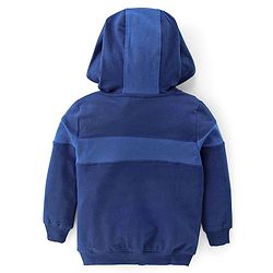 Babyhug 100% Cotton Knit Full Sleeves Hooded Sweatjacket With Adventure Patch - Navy Blue