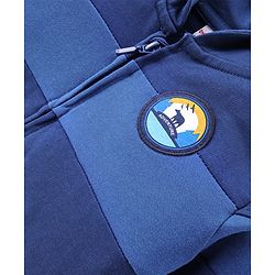 Babyhug 100% Cotton Knit Full Sleeves Hooded Sweatjacket With Adventure Patch - Navy Blue