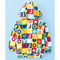 Babyhug 100% Cotton Knit Full Sleeves Hooded Sweatjacket with Zipper & Star Print - Multicolour