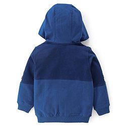 Babyhug 100% Cotton Knit Full Sleeves Hooded Sweatjacket With Skateboard Embroidery - Navy Blue