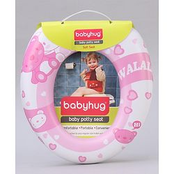 Babyhug Soft Potty Seat Teddy Bear Print- Pink and White