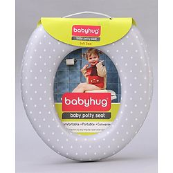 Babyhug Soft Cushioned Baby Potty Seat with Polka Dot Theme  - White & Grey