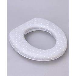 Babyhug Soft Cushioned Baby Potty Seat with Polka Dot Theme  - White & Grey