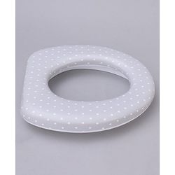 Babyhug Soft Cushioned Baby Potty Seat with Polka Dot Theme  - White & Grey