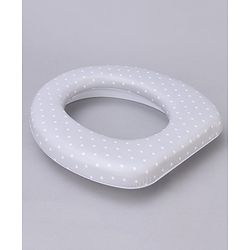 Babyhug Soft Cushioned Baby Potty Seat with Polka Dot Theme  - White & Grey
