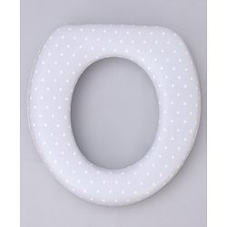 Babyhug Soft Cushioned Baby Potty Seat with Polka Dot Theme  - White & Grey