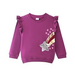 Babyhug 100% Cotton Knit Full Sleeves Sweatshirt with Star Graphics - Purple