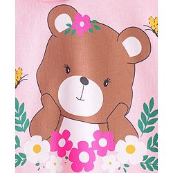 Babyhug Cotton Knit Full Sleeves Sweatshirt Teddy Bear Graphics- Pink