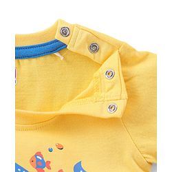 Babyhug 100% Cotton Knit Half Sleeves T-Shirt with Fish Applique - Yellow