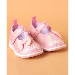 Cute Walk by Babyhug Casual Shoes With Velcro Closure & Bow Applique Floral Print- Pink