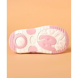 Cute Walk by Babyhug Casual Shoes With Velcro Closure & Bow Applique Floral Print- Pink