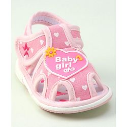 Cute Walk by Babyhug Velcro Closure Sandals Heart Patch - Pink