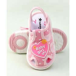 Cute Walk by Babyhug Velcro Closure Sandals Heart Patch - Pink