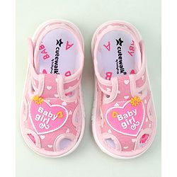 Cute Walk by Babyhug Velcro Closure Sandals Heart Patch - Pink