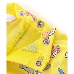 Babyhug Cotton Knit Half Sleeves Dino Printed T-Shirt & Shorts - Yellow & Light Blue