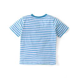 Babyhug 100% Cotton Knit Single Jersey Half Sleeves T-Shirt & Shorts Striped - Blue & White