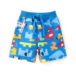 Babyhug 100% Cotton Knit Single Jersey Sleeveless T-Shirt & Shorts Animals Print - Blue