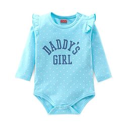 Babyhug 100% Cotton Full Sleeves Onesie Text Print - Blue