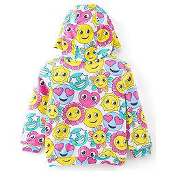 Babyhug Cotton Knit Full Sleeves Hooded Sweat Jacket with Front Zipper Floral Print - Multicolour