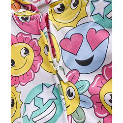 Babyhug Cotton Knit Full Sleeves Hooded Sweat Jacket with Front Zipper Floral Print - Multicolour