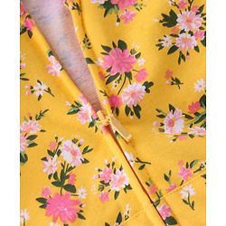 Babyhug Cotton Knit Full Sleeves Front Open Sweatjacket with Hood & Floral Print - Yellow