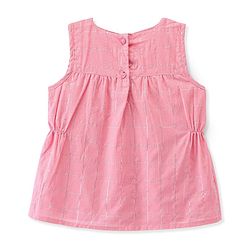 Babyhug Cotton Lurex Sleeveless Woven Top with Bow Detailing - Peach