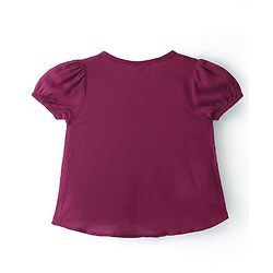 Babyhug Rayon Woven Half Sleeves Top with Floral Embroidery -Maroon