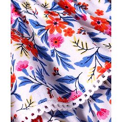 Babyhug 100% Rayon Woven Sleeveless Top with Lace Detailing & Floral Print - White