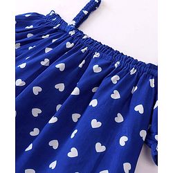 Babyhug Rayon Half Sleeves Woven Top with Heart Print - Navy Blue