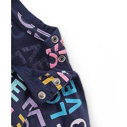 Babyhug Cotton Knit Full Sleeves Night Suit with Text Print- Navy Blue