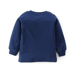 Babyhug Cotton Knit Full Sleeves Night Suit Lion & Strip Print -Blue & Red