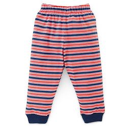 Babyhug Cotton Knit Full Sleeves Night Suit Lion & Strip Print -Blue & Red