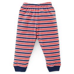 Babyhug Cotton Knit Full Sleeves Night Suit Lion & Strip Print -Blue & Red